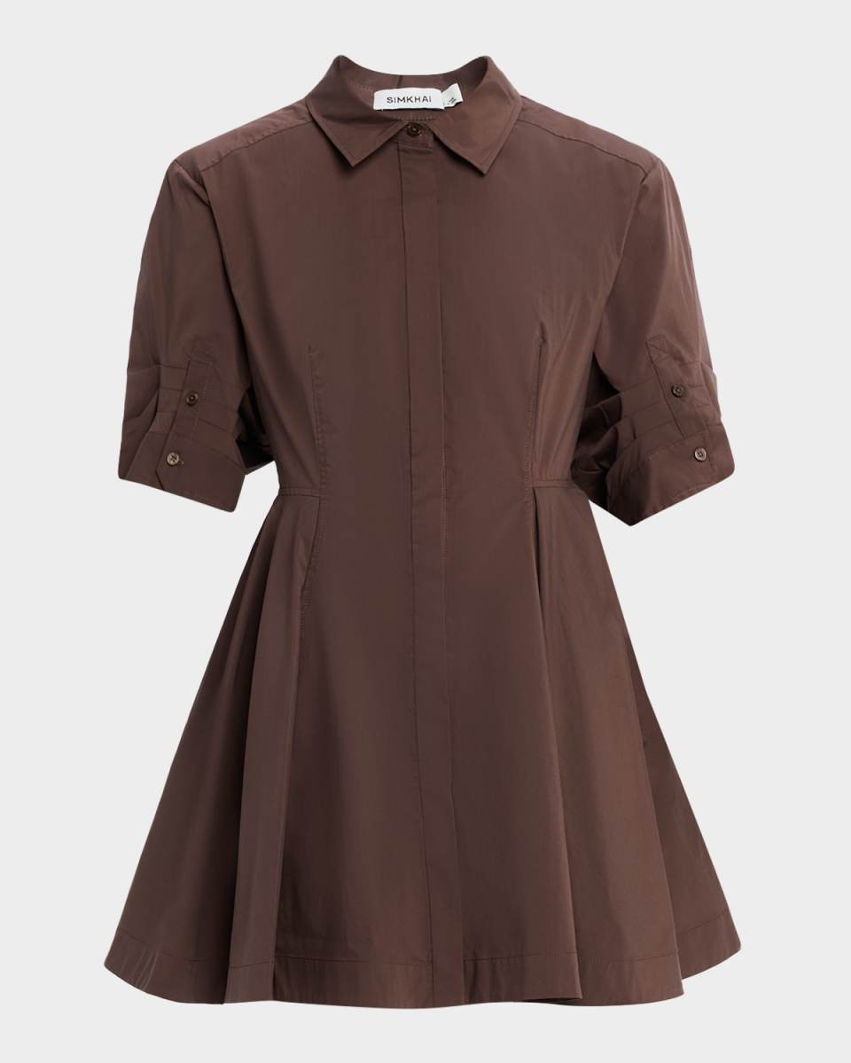 Jazzie Short-Sleeve Mini Shirtdress